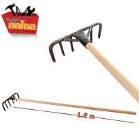 ราคา คราดดำพร้อมด้ามไม้ ด้ามยาว1.2เมตร คราด คราดเหล็ก 6 ซี่ (12256827049)