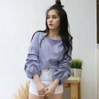 ราคา เสื้อคอปาด ลายริ้วสาวอวบ (464503607)