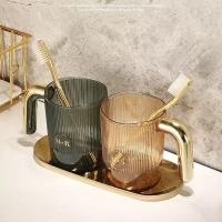 ราคา ชั้นวางที่ใส่แปรงสีฟันที่ใส่แปรงฟันชุดแก้วถาดสีทอง (41253732782)