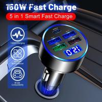 ราคา Hys 5 พอร์ต 150W Car Charger Fast Charging PD QC3.0 USB รถชาร์จโทรศัพท์สําหรับ iphone Samsung Huawei Xiaomi (24130297897)