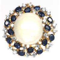 ราคา เเหวนพลอยแท้ แซฟไฟร์-ขาว 18 x 20 mm. ล้อม ไพลิน-น้ำเงิน เพทาย เงินแท้ 925 ชุบทอง 18K ไซร์แหวน 8.5 (28667866109)