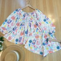 ราคา เสื้อพาสเทล เสื้อแขนพอง แขนจั๊ม เสื้อผูกเชือก แขนจั๊มพอง สีพาสเทล กางเกงขาสั้น กางเกงพาสเทล (19271806907)