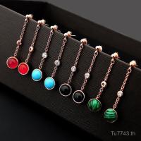 ราคา ต่างหูเพชรเดี่ยว สไตล์โบอาเกต พร้อมลูกปัดกลม สีเขียวขุ่น สีดำ และสีแดง (46251034983)