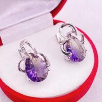 ราคา Q6439 ต่างหูพลอยอเมทรินแท้ ( Natural Ametrine ) ไบคัลเลอร์ อเมทิสต์+ซิทรีน แบบอิงลิชล็อค ตัวเรือนเงินแท้925 ชุบทองคำขาว (17477845122)