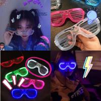 ราคา แว่นตาเรืองแสง ""มีหลอดไฟ LED"" แว่นตาเรืองแสง คริสต์มาส แว่นสงกรานต์ Luminous glasses (20728180535)