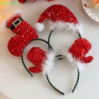 ราคา DAMAO Merry Christmas Headbands, เลื่อมสีแดงคริสต์มาสหมวกผม Hoop, Headwear เทศกาลปีใหม่ถุงเท้า Party Favors (48600314163)