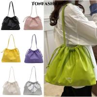 ราคา Tonfashion กระเป๋าทรงถัง, กระเป๋าหูรูดมัลติฟังก์ชั่นจีบ, กระเป๋าแฟชั่นสีทึบความจุขนาดใหญ่กระเป๋าโท้ทผู้หญิง (29574953666)