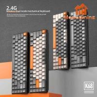 ราคา Wireless Mechanical K68 Gaming Keyboard Hotswap 68 Keys 2.4G/BT5.0 Ergonomics Keyboards for Gamer D s (28502984202)