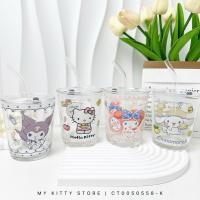 ราคา Hello Kitty My Melody ถ้วยแก้ว Kuromi Cinnamoroll ถ้วยเครื่องดื่มพร้อมฟางกาแฟใสถ้วย Chanka (25497131581)