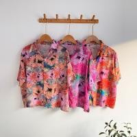 ราคา เสื้อเชิ้ตคอปกลายดอกผ้าสปันสีบานเย็น/โอรส/ส้ม (24022521188)