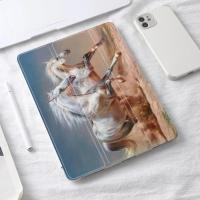 ราคา White Horse Animal Soft Case สําหรับ iPad 10.9 Air 4 2020 Smart Cover สําหรับ iPad 9.7 6th 10.2 8th Generation Mini 6 12.9 iPad Pro (40819369986)