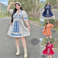 ราคา .(อก38-46) เดรสสาวอวบ เดรสคนอ้วน เสื้อผ้าไซส์ใหญ่ พลัสไซส์ #A817เดรสโบฮีเมี่ยน (17708711289)