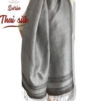 ราคา ผ้าคลุมไหล่ไหมแท้สุรินทร์ทอมือ 100% สีธรรมชาติ (23065576920)