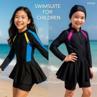 ราคา ชุดว่ายน้ำเด็กผู้หญิงกระโปรง ชิ้นเดียว พร้มหมวกว่ายน้ำ แขนยาว ด้านในมีกางเกงขาสั้น พร้อมส่ง 61649 (5749267332)