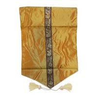 ราคา ผ้าคาดโต๊ะ / คาดเตียง ไหมผสมซาติน สีพื้นน้ำตาล ลายช้าง ขนาด 13" X 79" (42868447133)