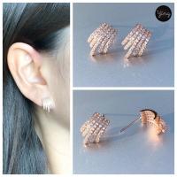 ราคา ต่างหูเพชร CZ สี Pink Gold สไตล์งานครอบหู (8902382486)