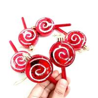 ราคา MERAH ใหม่อมยิ้มแท่งสีแดง บรรจุ 6 แท่งขนมคริสต์มาส ตกแต่งต้นคริสต์มาส Candy Cane - SJ-GZ Loly Pjg บรรจุ 6 (40024723478)