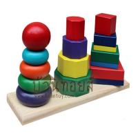 ราคา บล็อกไม้สวมหลัก 3 เสา รูปทรงเรขาคณิต (62474365)