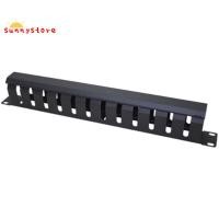 ราคา 1U Cable Management Horizontal Mount 19 Inch Server Rack , 12 Slot Metal Finger Duct Wire Organizer With Cover (13247815499)