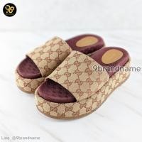 ราคา Gucci Angelina GG Beige Monogram Platform Slide Sandals มือสอง ก่อนสั่งซื้อทักแชทก่อนนะคะ (27357158435)
