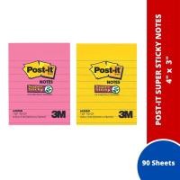 ราคา Post-it Super Sticky Notes มีซับใน 4" x 3" | 45/90 แผ่น (ชมพูนีออน/เหลืองนีออน) | 4" x 6" (สีเหลือง) (53250385024)