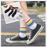 ราคา พร้อมส่ง ถุงเท้าแฟชั่นสีรุ้ง​ สไตล์เกาหลี (20620785271)