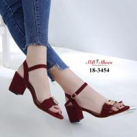 ราคา 18-3454 รองเท้าวัสดุหนังกลับนิ่ม ส้นตันสูง 2.5 นิ้ว ทรงสวย เปิดหน้า (1745915463)
