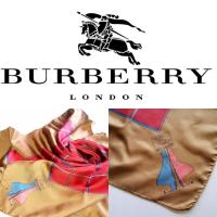 ราคา ผ้าพันคอแบรนด์เนมมือสอง burberrys เนื้อผ้าsilk ผูกผม โพกหัว​ได้ ขนาดกลาง 29นิ้ว (21052371614)