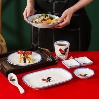 ราคา ♝-♝ชามไก่เมลามีน จานสี่เหลี่ยม จานข้าวอบ เมลามีน พอร์ซเลนเลียนแบบ (25543802325)