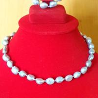 ราคา สร้อยคอและสร้อยแขนไข่มุกแท้บาร็อคสีเทามือสองสภาพดีเหมือนใหม่ยังไม่เคยใส่ค่ะ (11804669592)