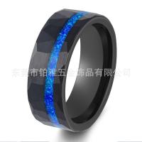 ราคา แหวนแต่งงานเหล็กทังสเตน ฝังโอปอลสีฟ้า ขนาด8มิลลิเมตร ออกแบบเป็นรูปแบบค้อน สไตล์ยุโรปและอเมริกา (43319483274)