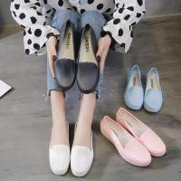 ราคา & รองเท้ายางนิ่มแฟชั่น ทรงหุ้มข้อ ส้นเตี้ย สีพื้น 4 สี (4382272184)