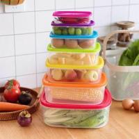 ราคา SAUTE 7 ชิ้นชามเก็บอาหาร,สี่เหลี่ยมสายรุ้ง Freshing กล่อง,พลาสติกอเนกประสงค์พร้อมฝาปิดอาหารอย่างรวดเร็วปิดผนึกกล่องในครัวเรือน (27343573941)