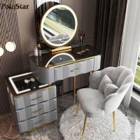 ราคา โต๊ะเครื่องแป้ง โต็ะแต่งหน้า พร้อม(โต็ะ+กระจกLED+ตู้+เก้าอี้+ลำโพงบลูทูธ) ชาร์จไฟ มีช่อง USB แบบไร้สาย อัจฉริยะ ทันสมัย ตู้อเนกประสงค์อัจฉริยะอัจฉริยะโต็ะ80*40*78.5CM (26651889808)