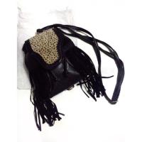 ราคา กระเป๋าสะพายข้าง กระเป๋าเป้มินิ หนังสีดำ แต่งลายเสือ พู่ห้อย โบฮีเมี่ยน (11556167)