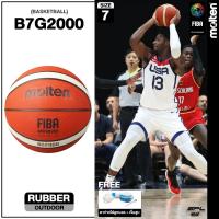 ราคา MOLTEN ลูกบาสเก็ตบอลยาง Basketball RB th B7G2000 FIBA (แถมฟรี ตาข่ายใส่ลูกบาส +เข็มสูบลม) (570) (4134700556)