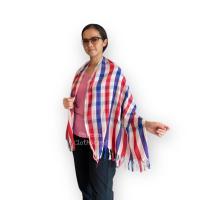 ราคา ผ้าคลุมไหล่ พันคอ ลายผ้าขาวม้า มีชายกรุย เนื้อนิ่ม ทอโปร่ง ขนาด 60x160 ซม. (12149701926)