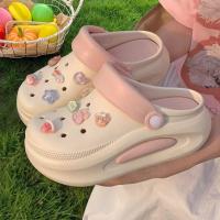 ราคา รองเท้าหัวโตแฟชั่น แถมตัวติด ส้นสูง5-6 เซน รองเท้าหัวโตผู้หญิง สวมรัดส้น วัสดุ PVC พื้นรองเท้าถอดได้ JM-PVC-BGL (26156170263)