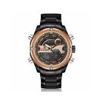 ราคา NAVIFORCE นาฬิกาข้อมือชาย 2 ระบบหน้าปัดสีทอง,น้ำตาล สายเหล็ก (สีดำ) (307526636)