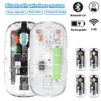 ราคา เมาส์บลูทูธไร้สายโหมดคู่ 2.4G เมาส์เงียบแบบชาร์จไฟได้โปร่งใสสําหรับแท็บเล็ตแล็ปท็อป iPad (42717274134)