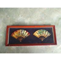 ราคา กรอบรูปพัดวินเทจ2ชิ้นพัดญี่ปุ่นศิลปะการตกแต่งในกรอบไม้สีแดงตกแต่งผนังญี่ปุ่น (22445199219)