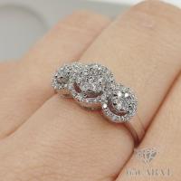 ราคา 65Carat - แหวนเพชรแท้ 3กระจุก 0.50กะรัต เพชรเบลเยี่ยมน้ำ100 ทอง9K{37.5%} รหัสR07 (25540442366)