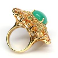 ราคา แหวนพลอยแท้ มรกต 12 x 16 mm. ล้อม ซิทริน เพอริดอท เงินแท้ 925 ชุบทอง 18k ไซร์แหวน 7.25 (24338486215)