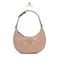 ราคา [ของแท้]GUCCI HALF MOON PINK NUDE CALF GHW มีใบรับประกัน ตรวจสอบได้ทุกใบ ✅ (44701613114)