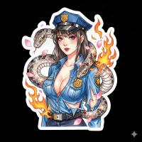 ราคา สติ๊กเกอร์ติดรถ โลโก้ติดมอเตอร์ไซค์ สติกเกอร์ติดกระเป๋า Decal Car Sticker Anime Sexy Police Girl (27441252005)