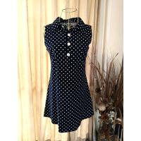 ราคา มินิเดรส มือสอง สีน้ำเงินเข้ม ลายจุด คอปกเชิ๊ต (26638394579)
