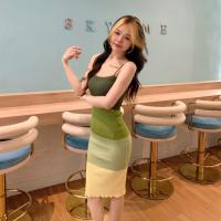 ราคา MesubShopมินิเดรสสายเดี่ยว ผ้าไหมพรมยืดตามตัว ทอลายสัลบสี ใส่ง่ายไม่ร้อนไม่คัน สาวอวบใส่ได้ รุ่น เดรสสายรุ้ง (24809507719)