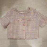 ราคา มือสอง เสื้อตัวสั้น ผ้าทวีตสีชมพู (12168570774)