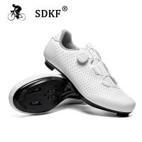 ราคา SDKF รองเท้าปั่นจักรยานเสือหมอบรองเท้าจักรยานเสือหมอบ SPD น้ําหนักเบามาก MTB วัสดุไมโครไฟเบอร์สีขาวความเร็วระบายอากาศ (29727181788)