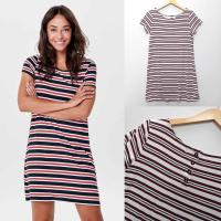 ราคา Liz Claiborne Maroon Stripe เดรสสีขาว เสื้อผ้าผู้หญิง // ส่งออกเหลือ (23157349217)